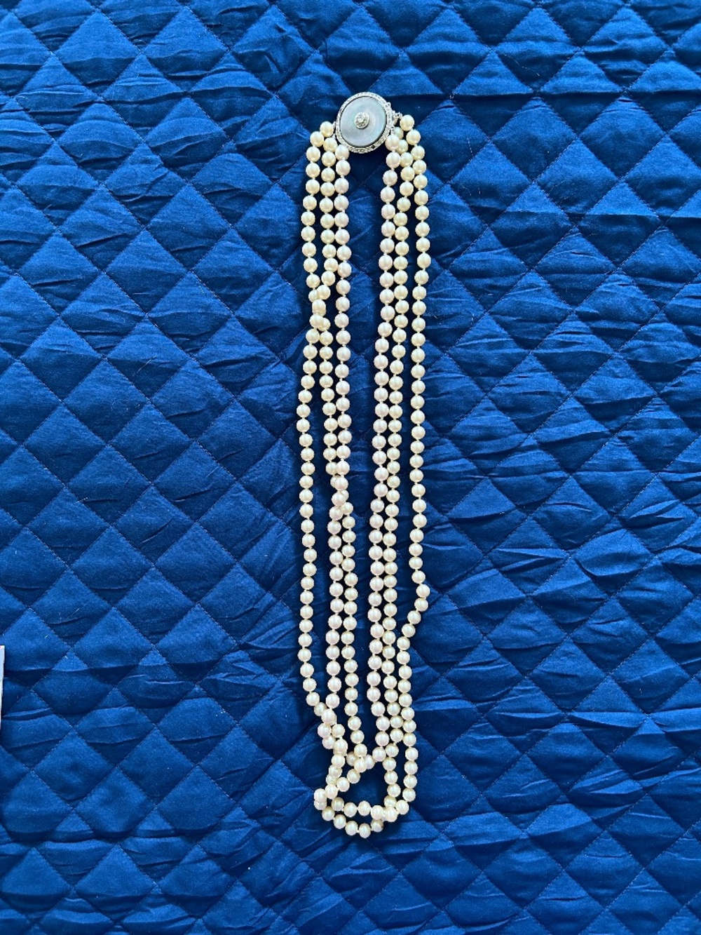 Vintage Triple Strand Faux Pearl Necklace